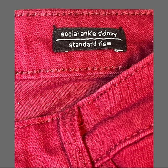 Sanctuary Denim Social Ankle Skinny Jeans Red Size 31 Standard Rise - Picture 6 of 9